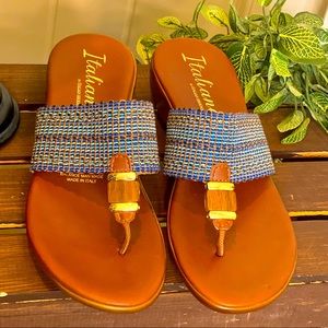 Cute Weaved Thong Style Wedge Sandal